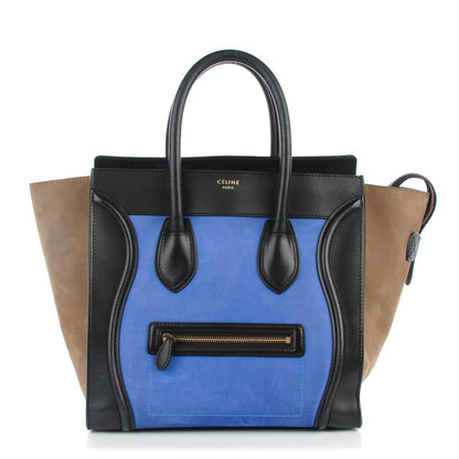 Celine Nubuck Smooth Calfskin Mini Tri-Color Luggage Royal Blue 1 of 8