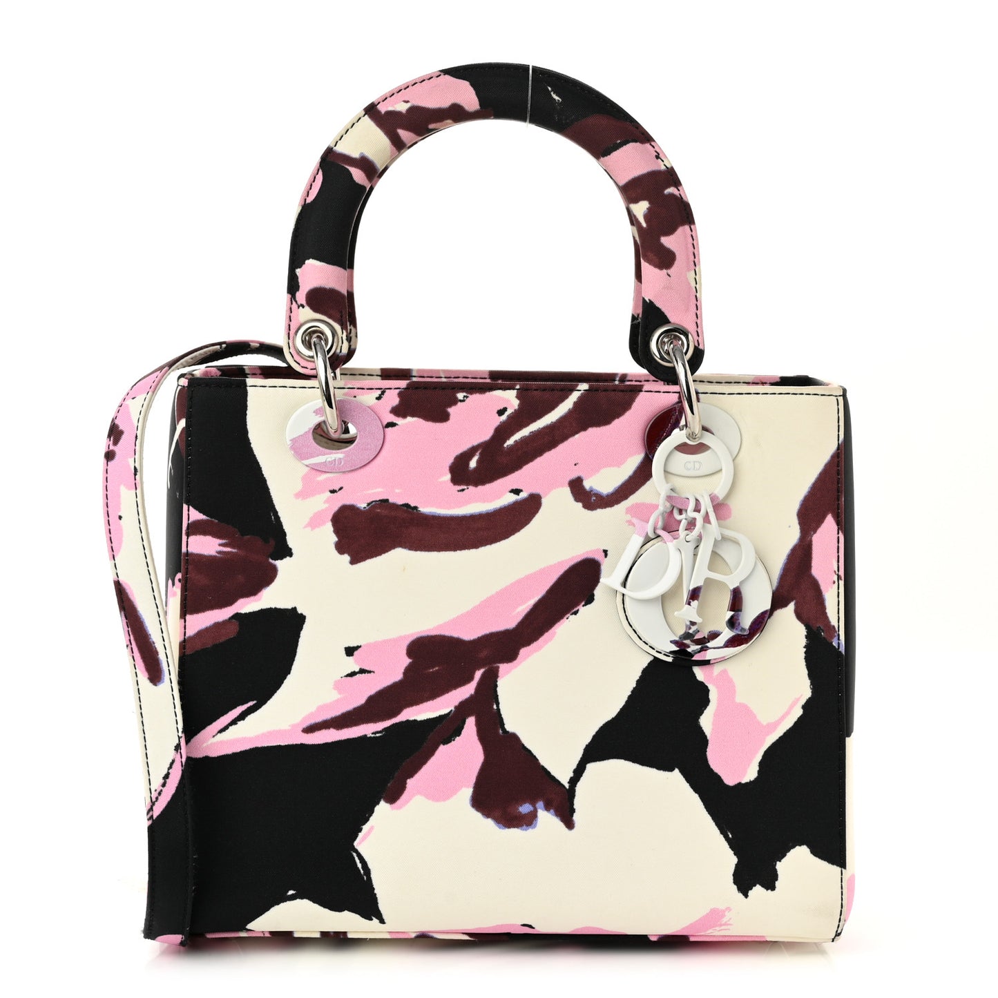 Canvas Floral Graffiti Printed Medium Lady Dior Multicolor