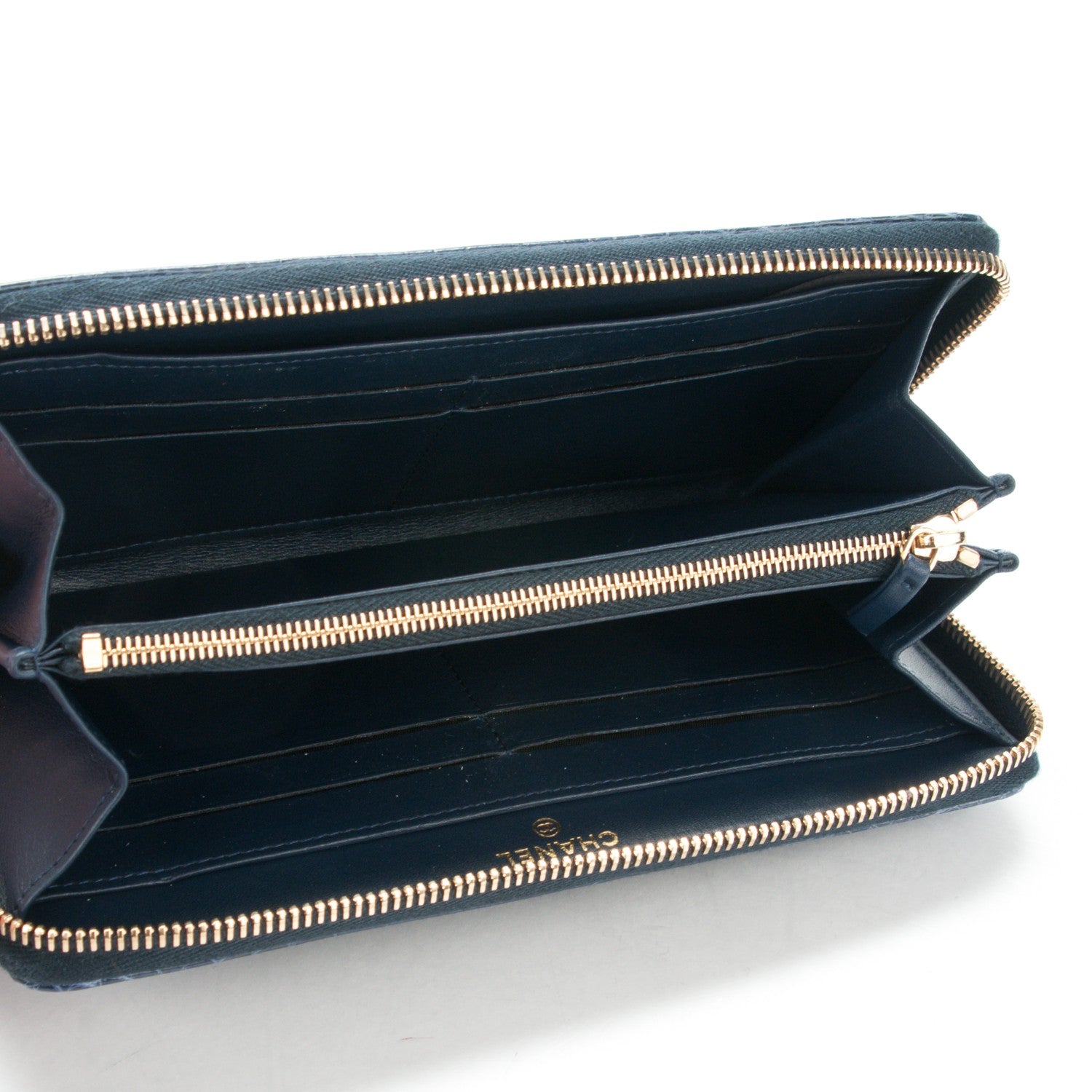 Chanel Alligator Large Gusset Zip Around Wallet Blue 5 of 8