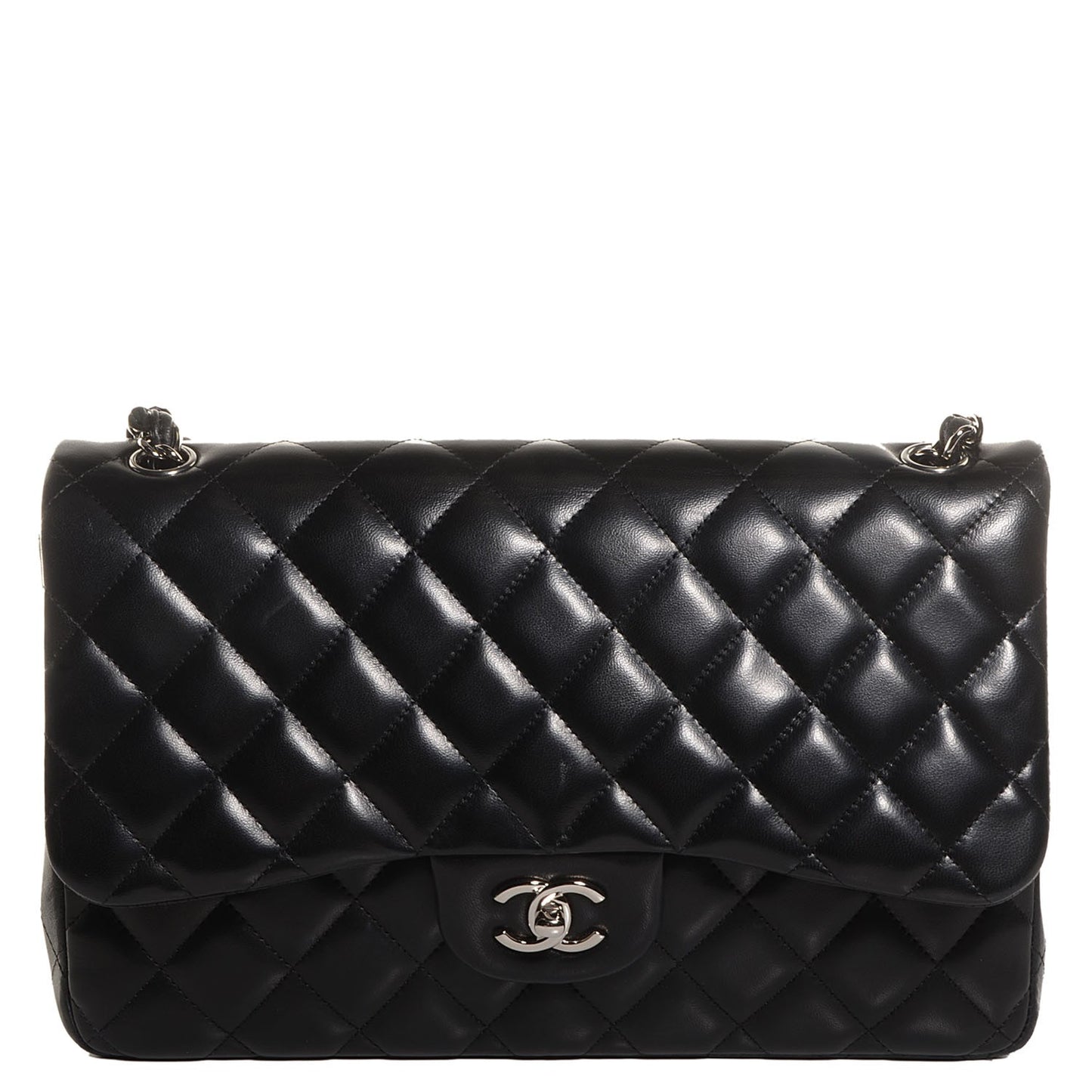 Lambskin Jumbo Double Flap Black
