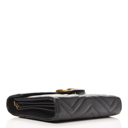 Gucci Calfskin Matelasse GG Marmont Chain Wallet Black 3 of 6