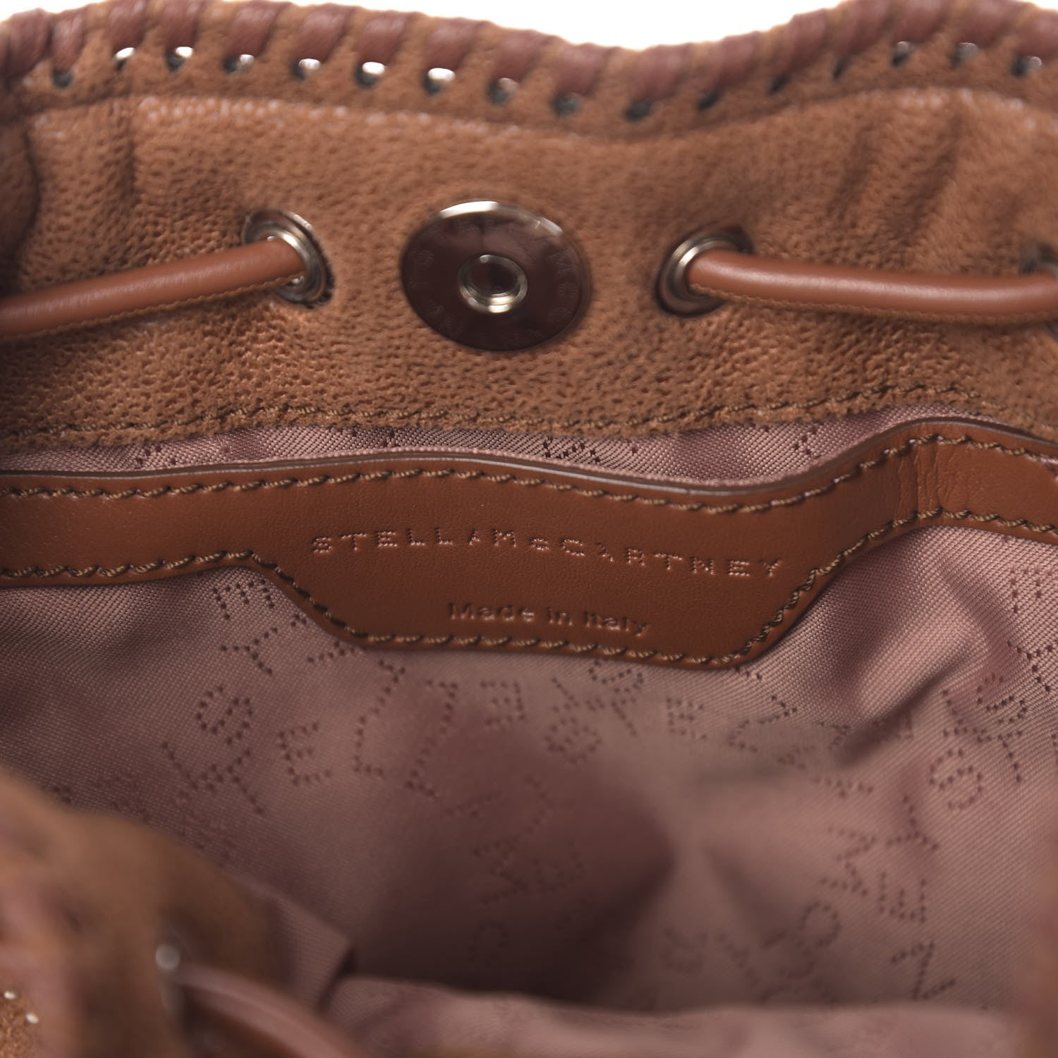 Stella McCartney Shaggy Deer Small Falabella Quilted Studded Bucket Bag Brandy 6 of 9