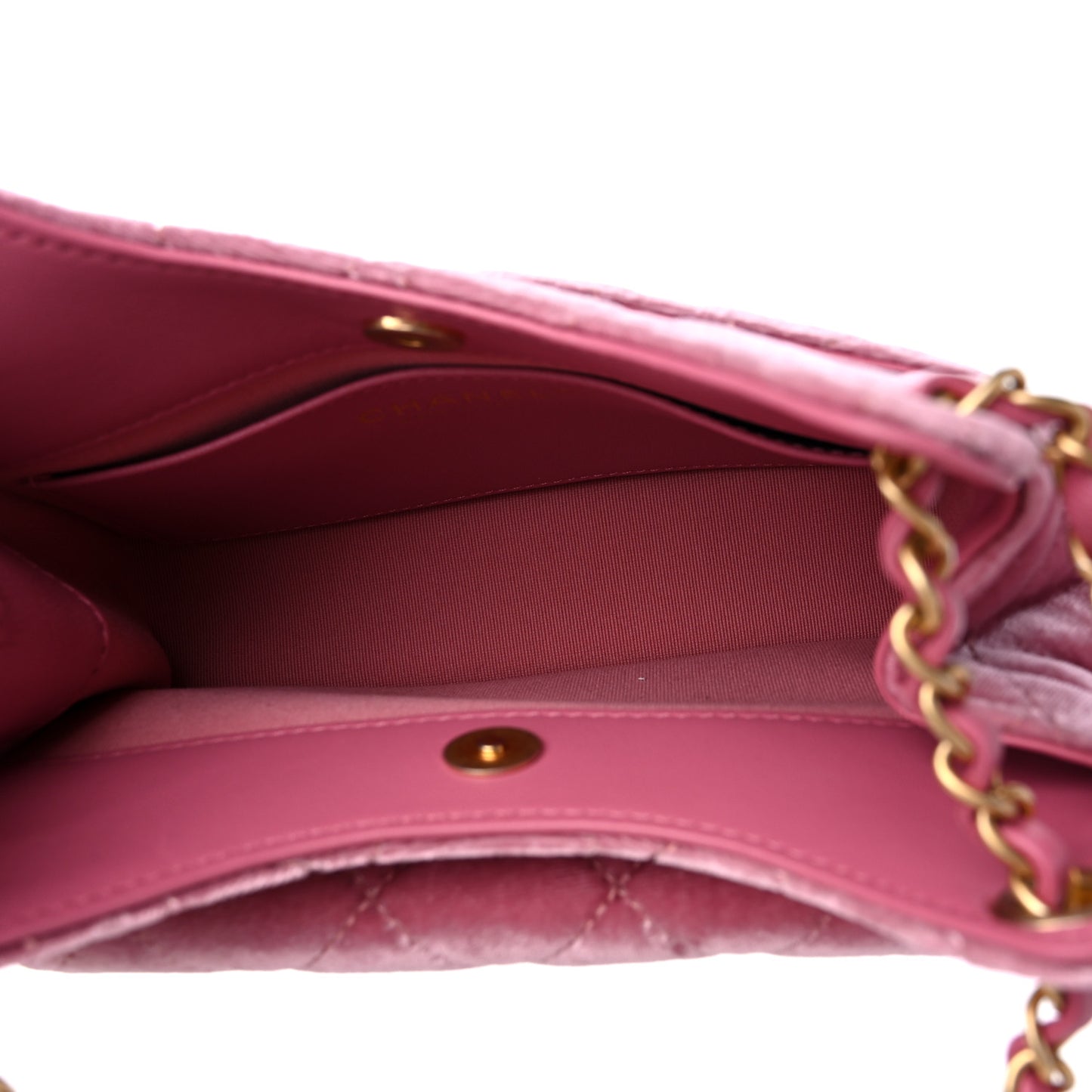 Velvet Quilted Small Wavy CC Hobo Pink