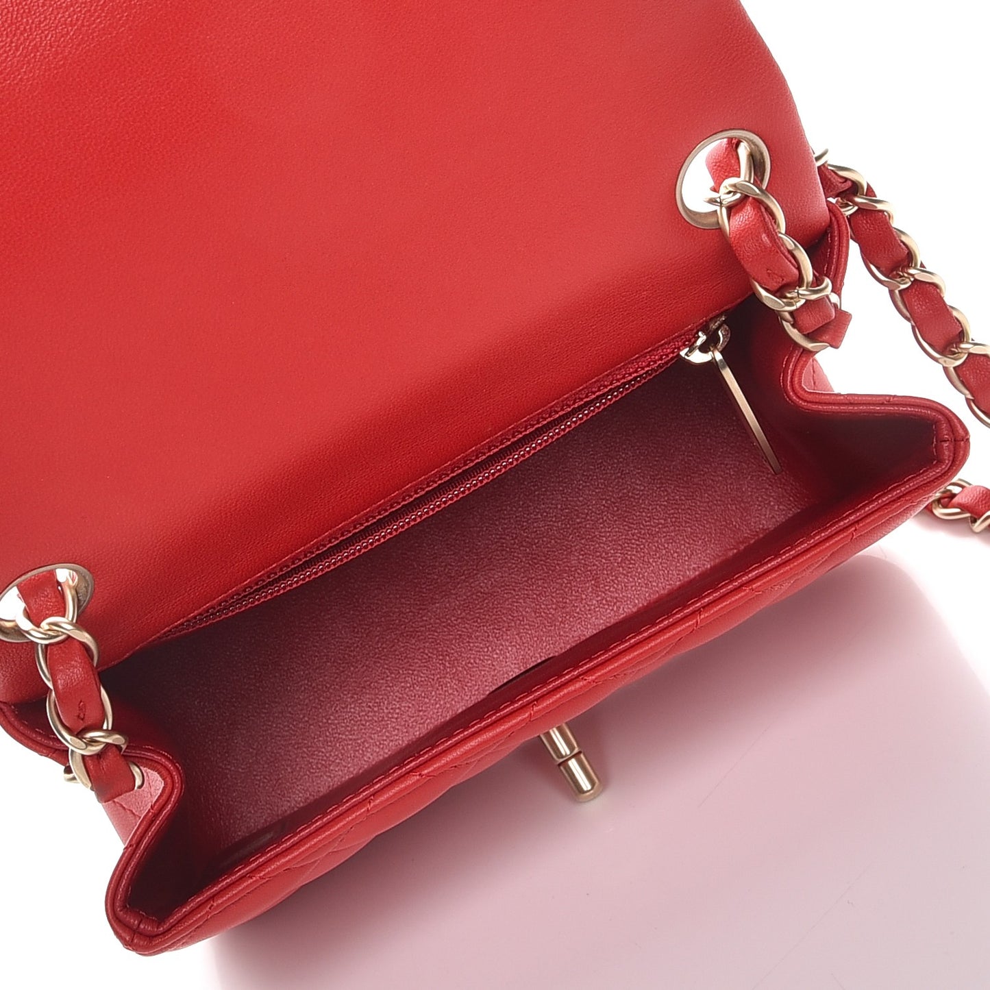 Lambskin Quilted Mini Square Flap Red
