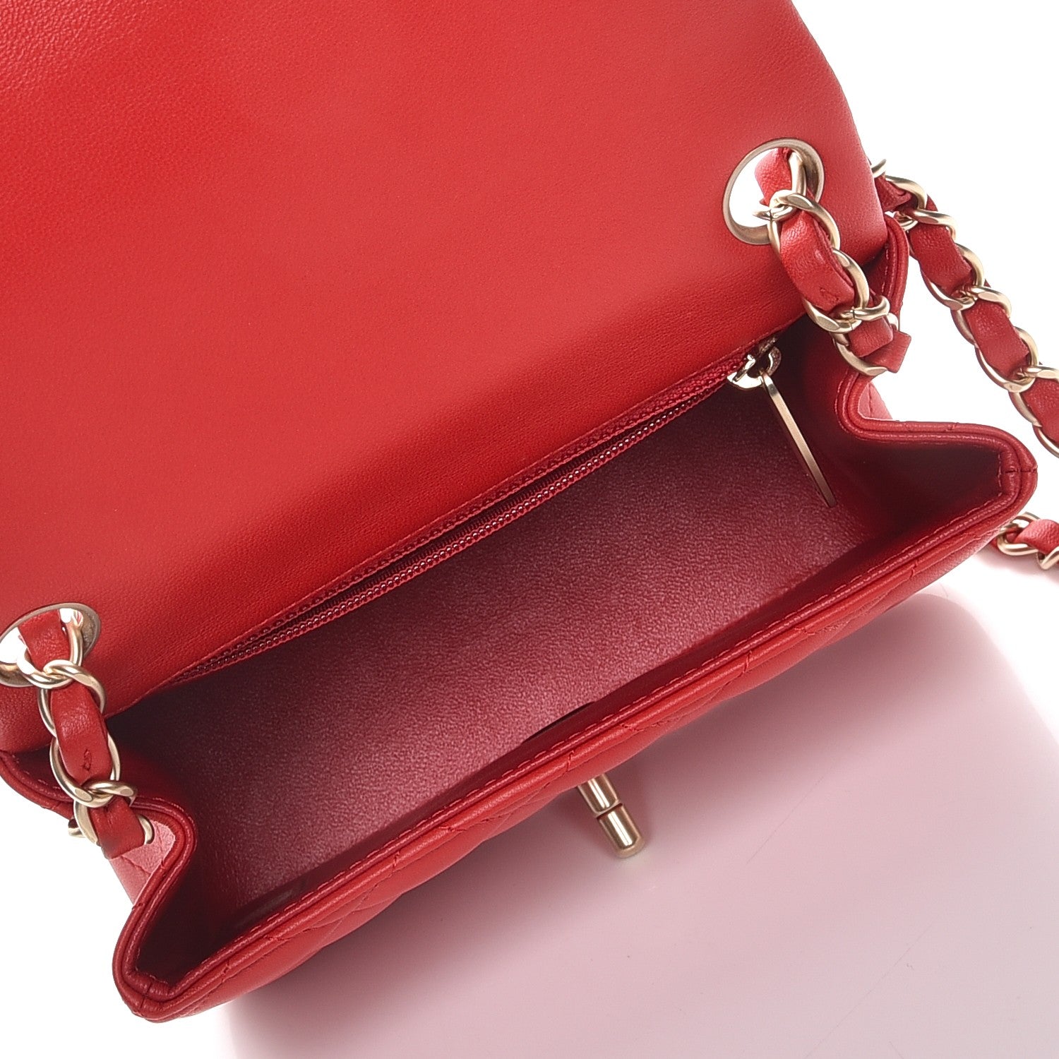 Chanel Lambskin Quilted Mini Square Flap Red 5 of 10