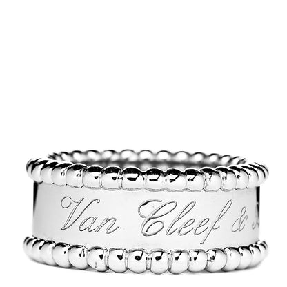 Van Cleef & Arpels 18K White Gold Perlee Signature Ring 47 4 3 of 7