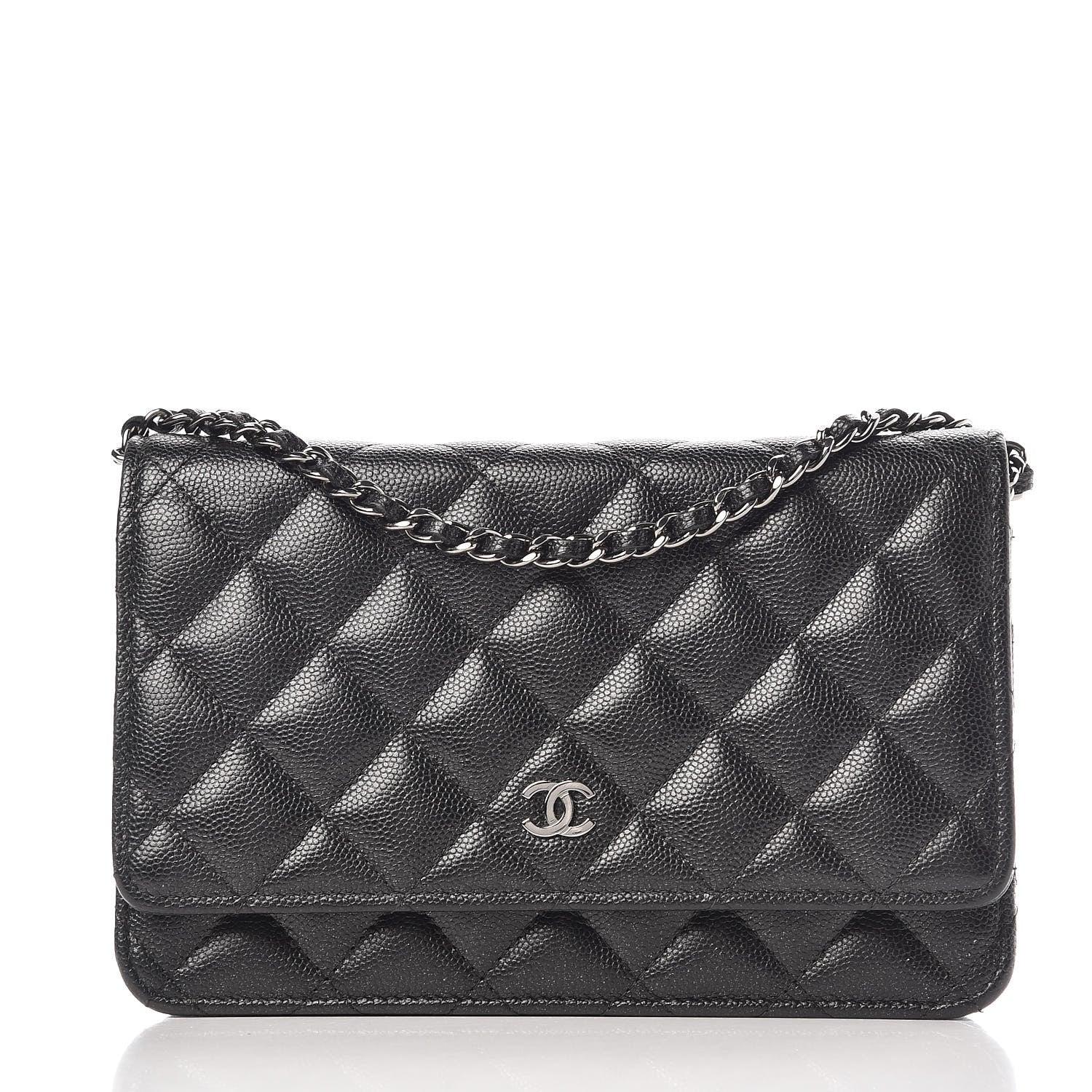Chanel Iridescent Caviar Quilted Wallet On Chain WOC Black 3 of 11