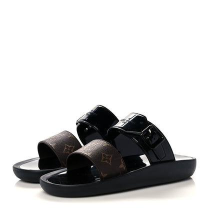 Louis Vuitton Monogram Sunbath Flat Mule Sandals 40 Black 3 of 7