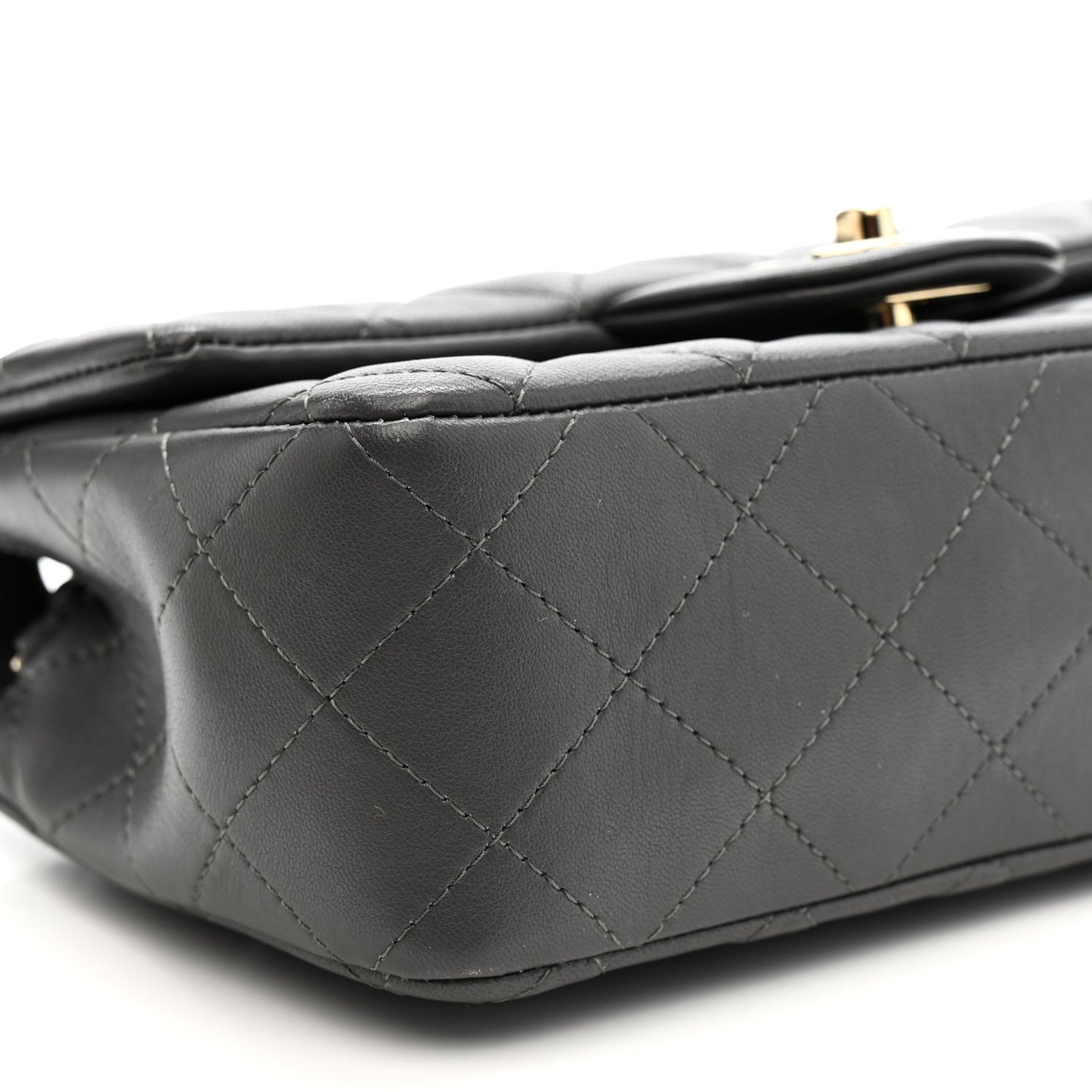 Lambskin Quilted Mini Rectangular Flap Dark Grey