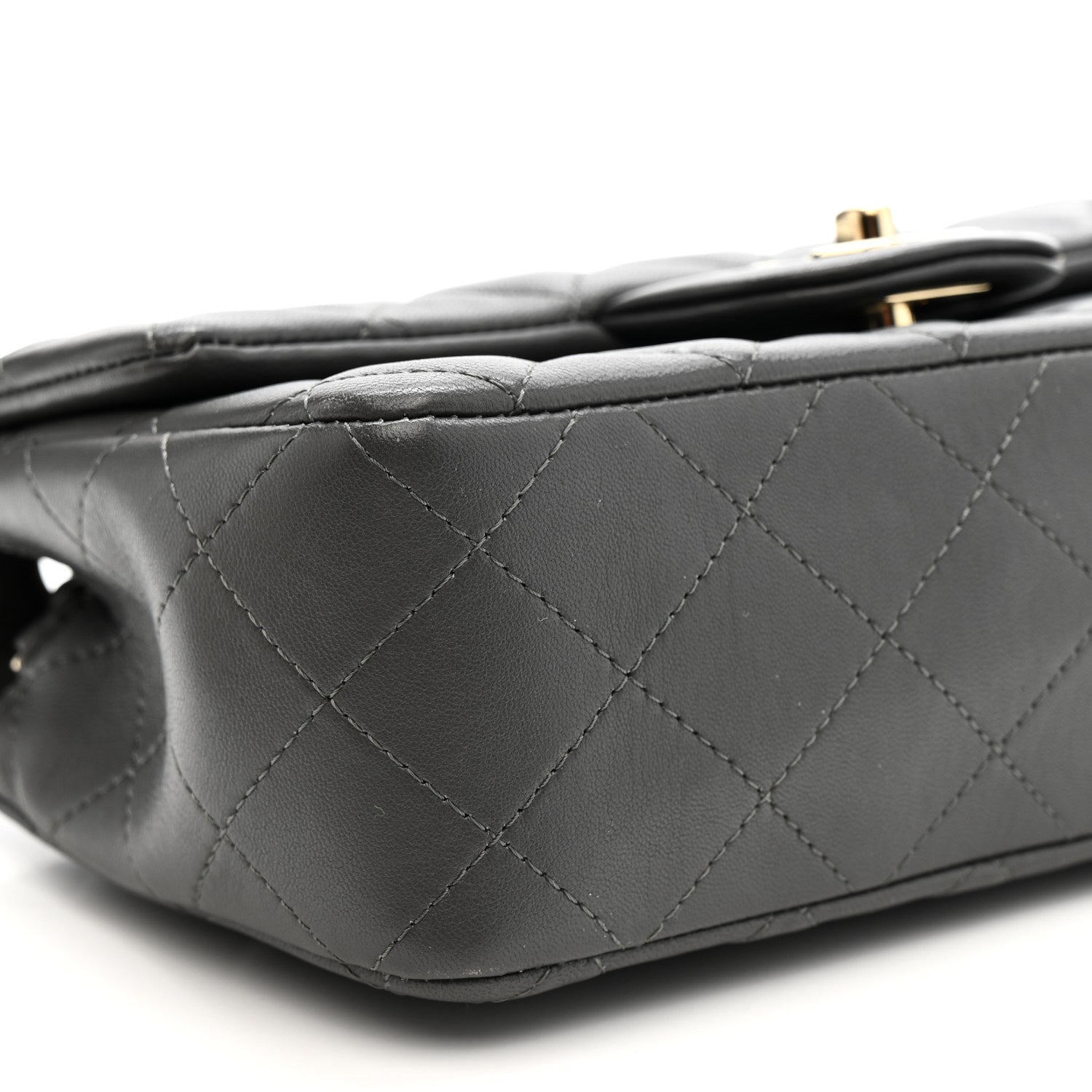 Chanel Lambskin Quilted Mini Rectangular Flap Dark Grey 9 of 13