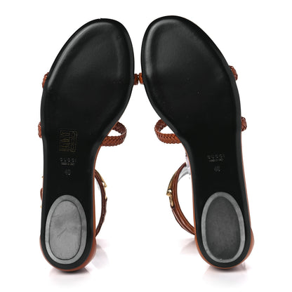 Gucci Calfskin Braided Horsebit Sandals 40 Cognac 5 of 7