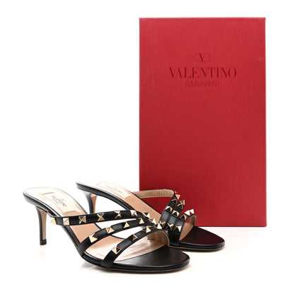 Valentino Garavani Calfskin Nappa Rockstud 60mm Slide Sandals 37 Black 10 of 10