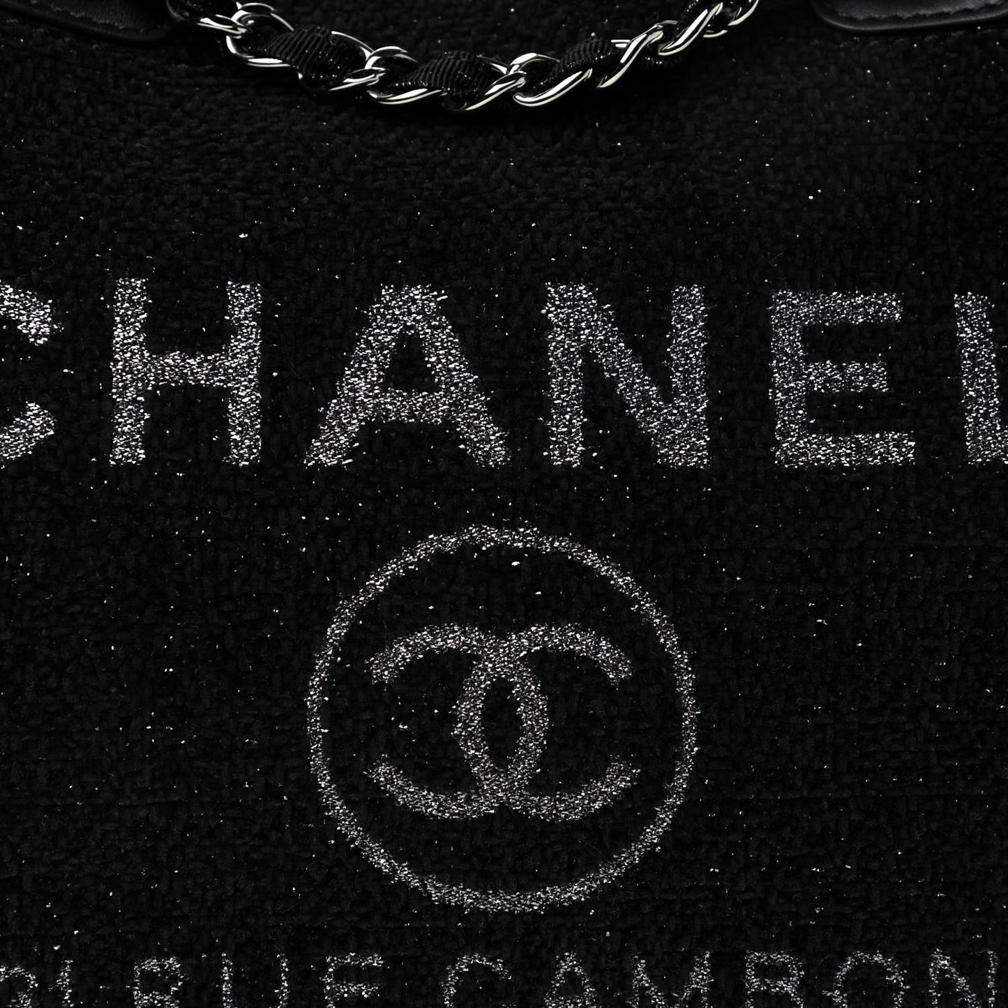 Lurex Boucle Medium Deauville Tote Black