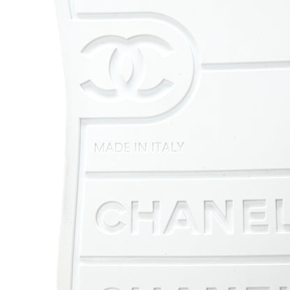 Chanel Crumpled Lambskin Patent Cap Toe CC Stitched Sneakers 41 White Black 7 of 10