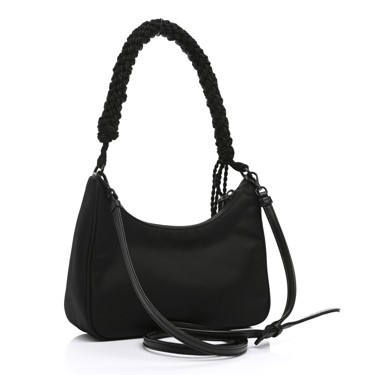 Tessuto Nylon Beaded Ricamo Bag Black