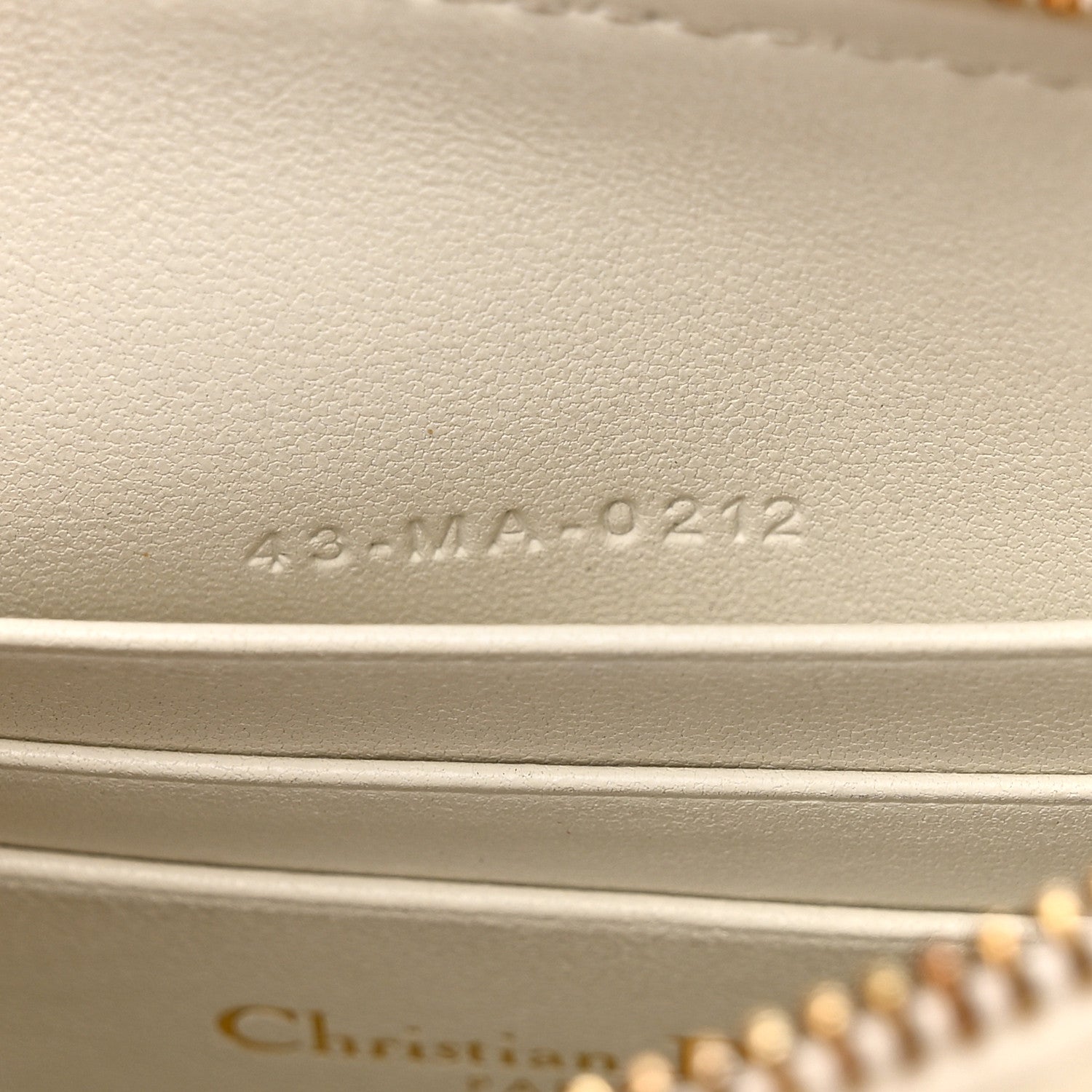 Christian Dior Calfskin Cannage Caro Zipped Pouch With Chain Latte 9 of 14