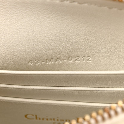 Christian Dior Calfskin Cannage Caro Zipped Pouch With Chain Latte 9 of 14