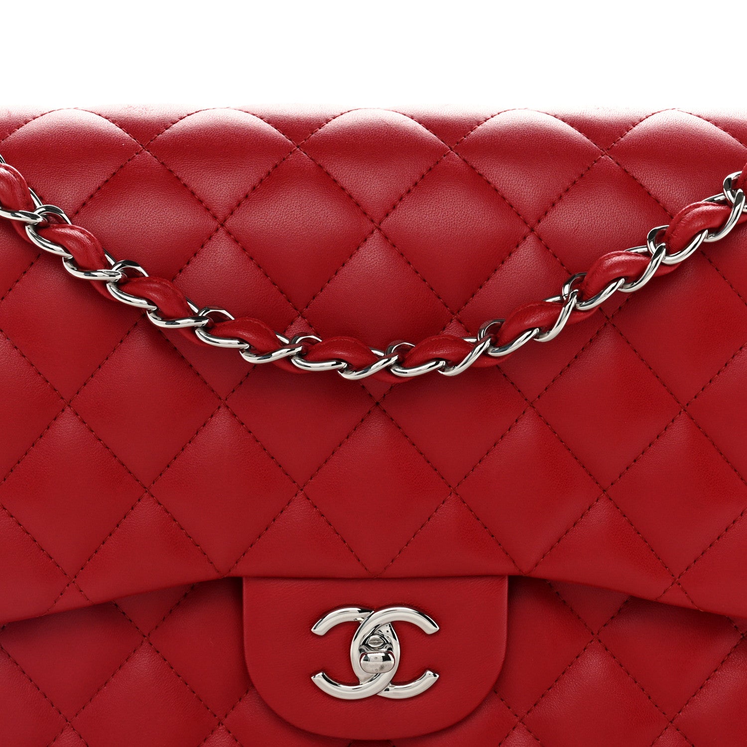 Chanel Lambskin Quilted Jumbo Double Flap Red 7 of 11
