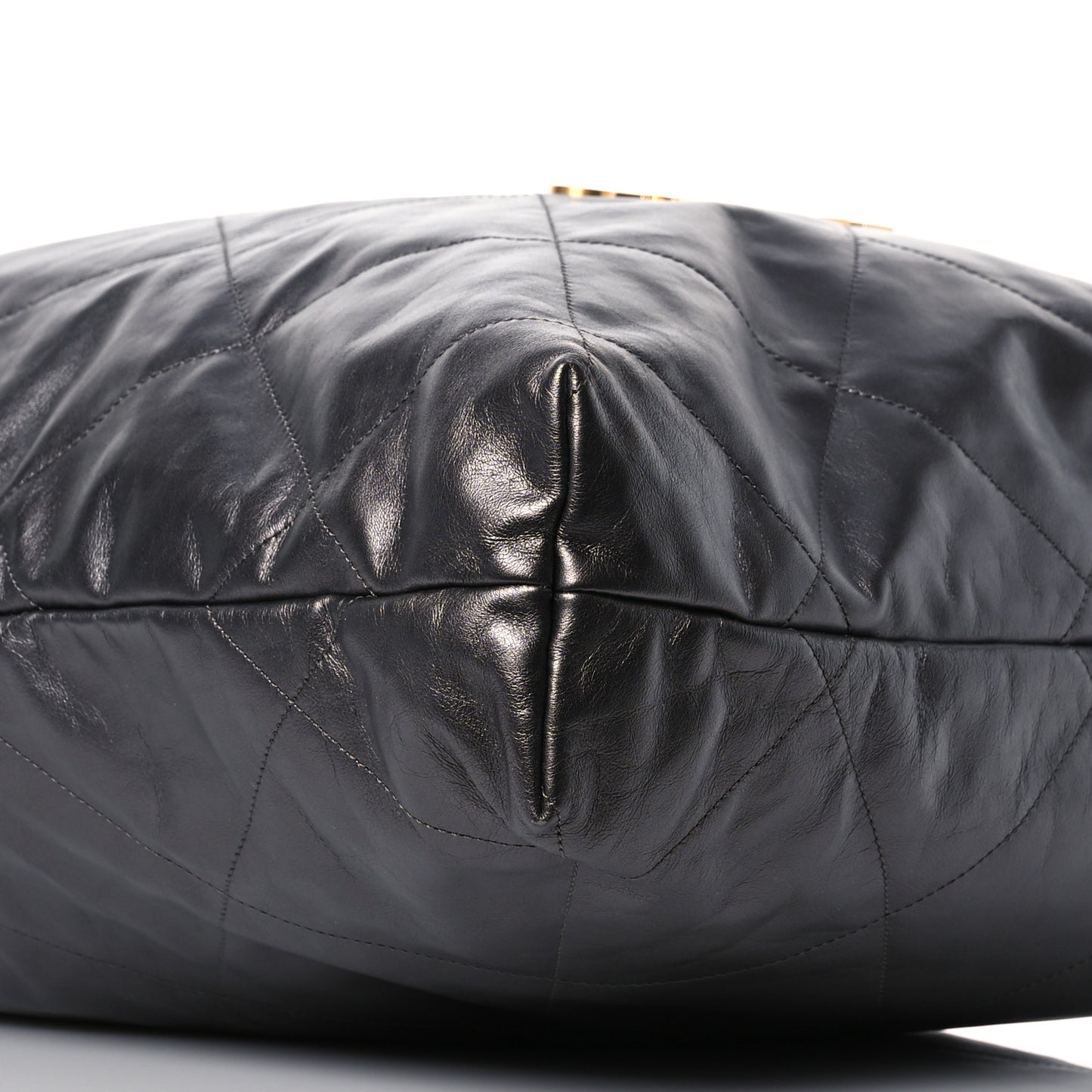 Shiny Calfskin Quilted Large Chanel 22 Grey