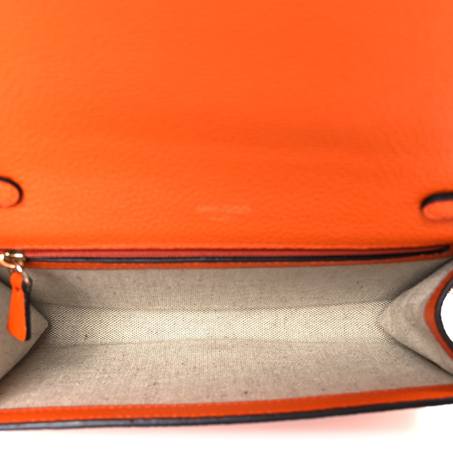 Grainy Calfskin Sonia Wallet On Chain Amber Orange