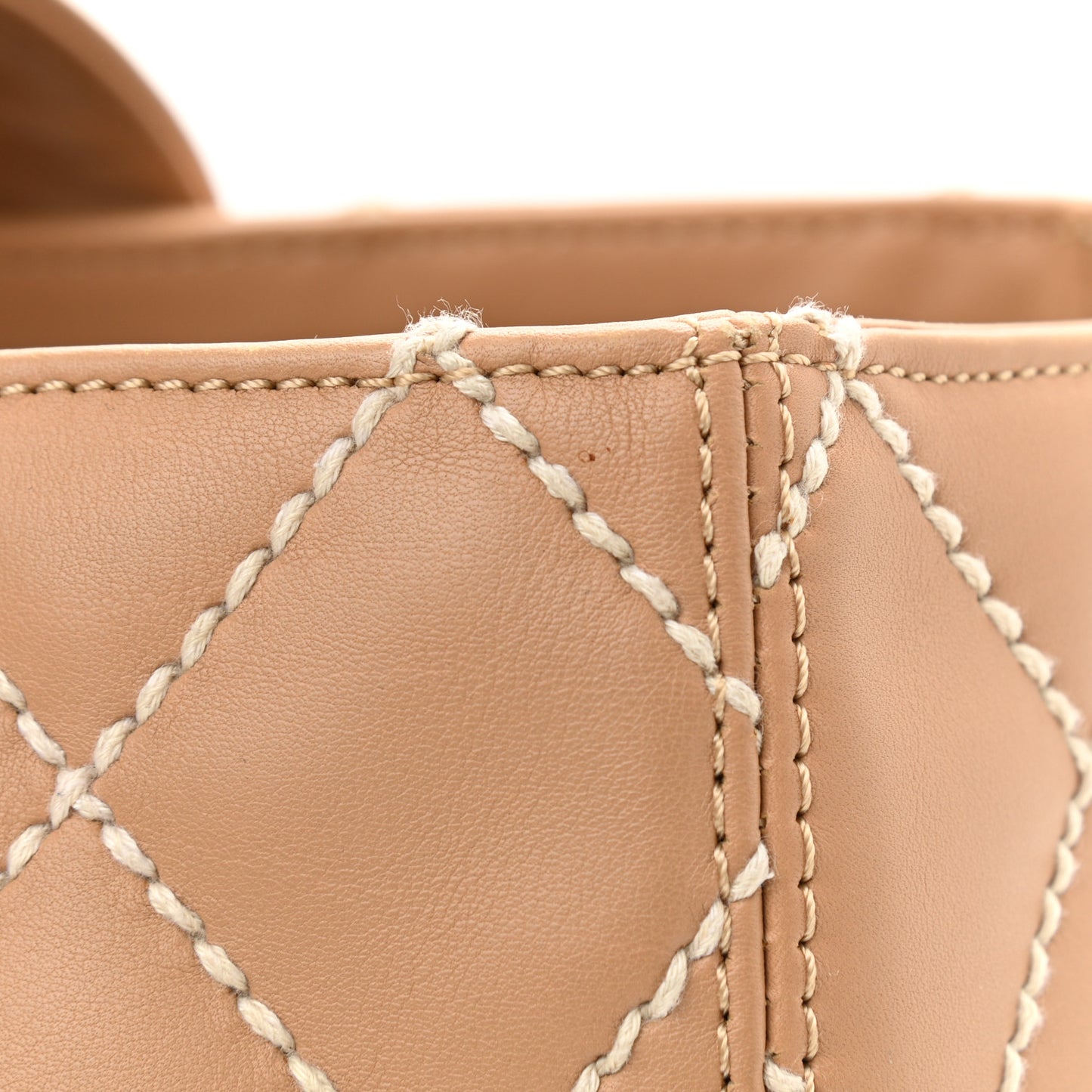 Calfskin Wild Stitch Medium Tote Beige
