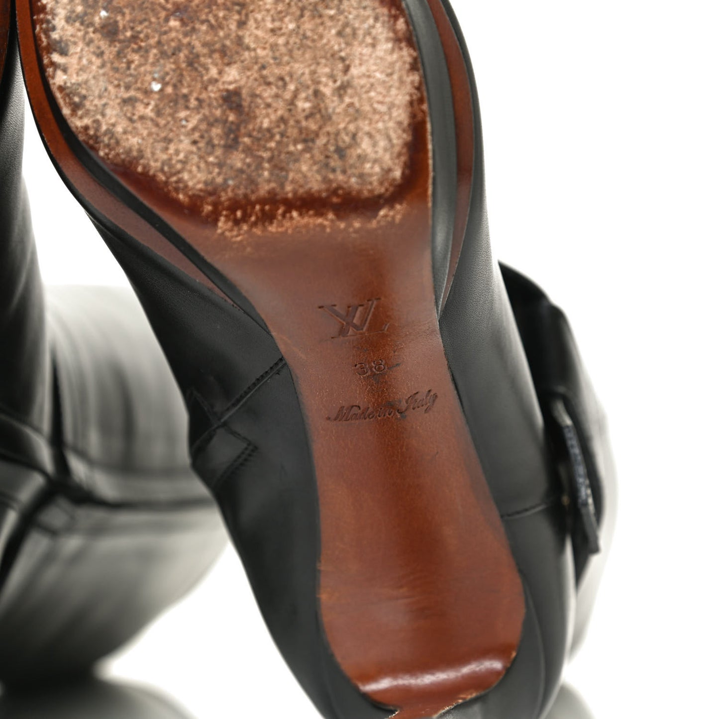 Calfskin Belted High Boots 38 Black