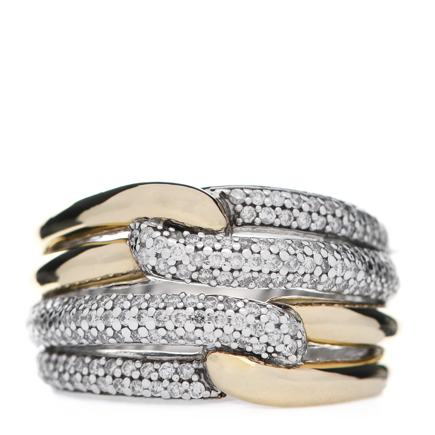 Sterling Silver 18K Yellow Gold Diamond Loop Labyrinth Ring 51 5.75