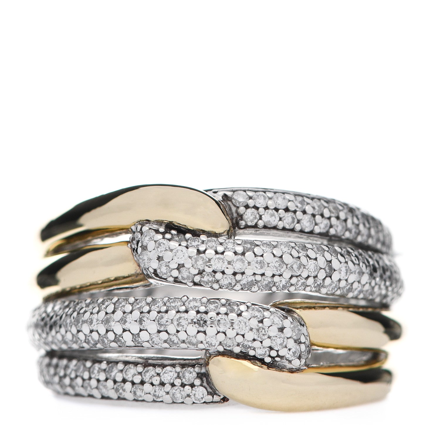 David Yurman Sterling Silver 18K Yellow Gold Diamond Loop Labyrinth Ring 51 5.75 1 of 4