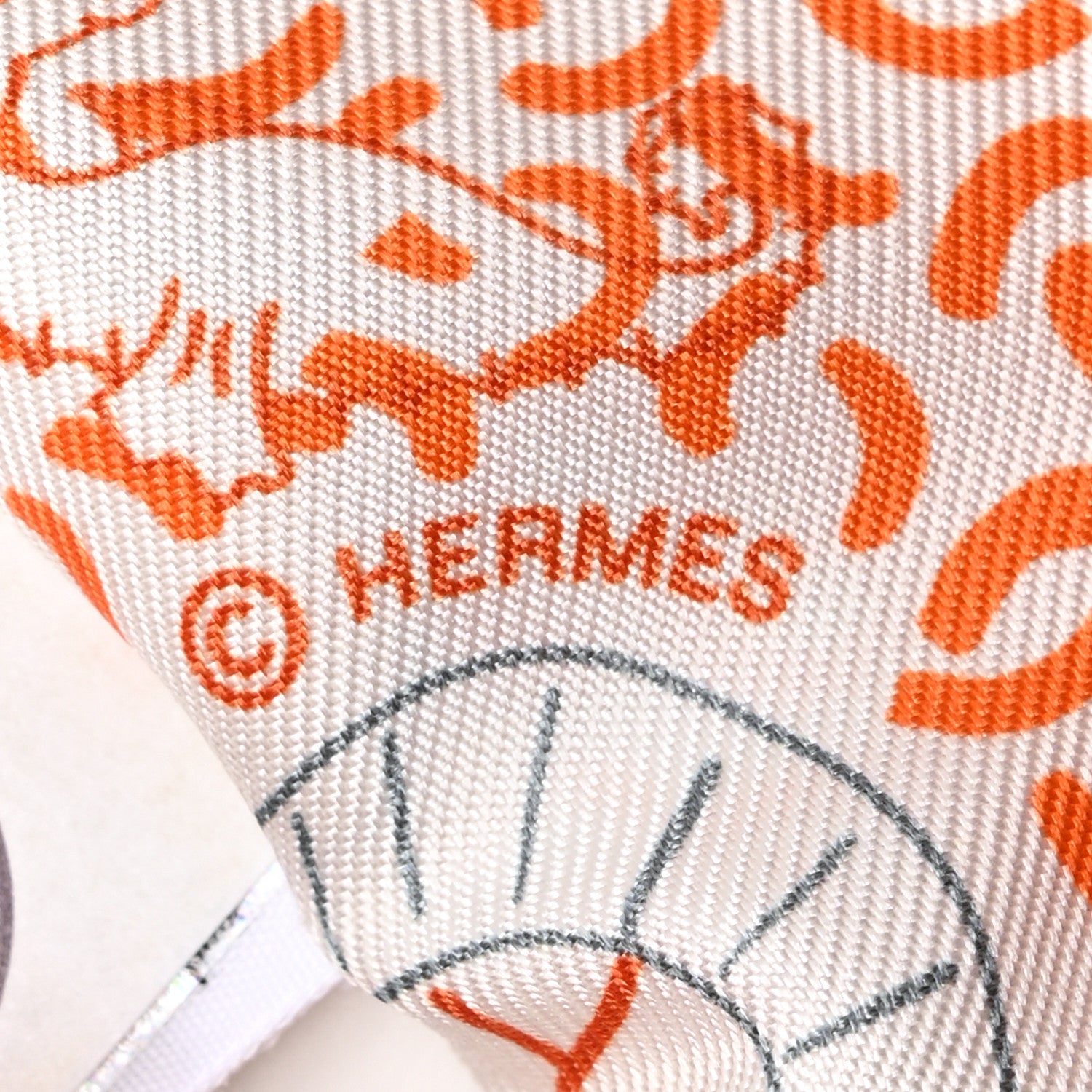 Hermes Silk Splash Park Twilly White Orange Vert 4 of 4