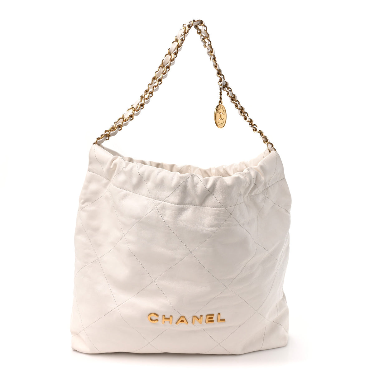 Chanel Shiny Calfskin Quilted Small Chanel 22 White 1 of 13