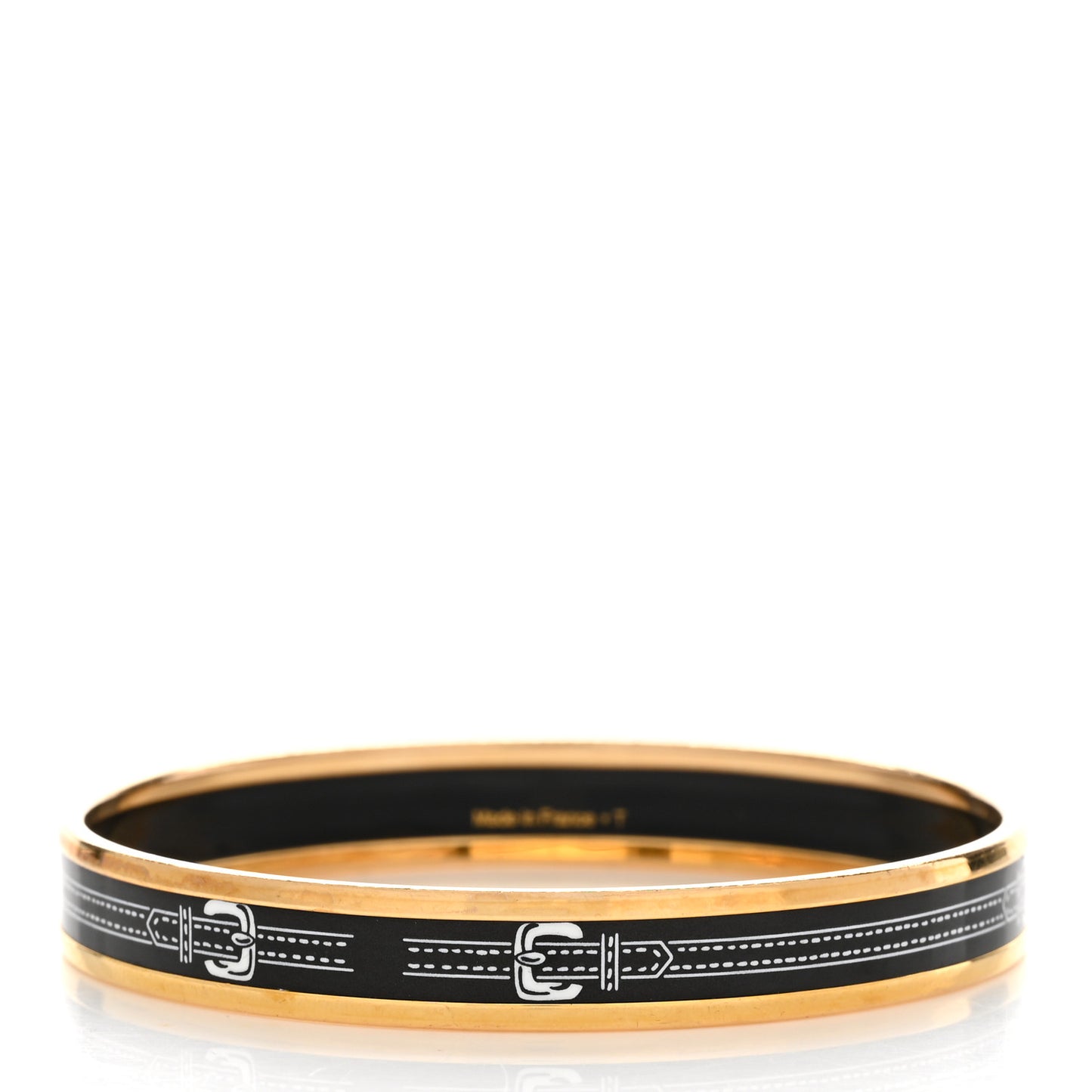 Enamel Printed Narrow Harnais Des Presidents Bracelet 70 Black White