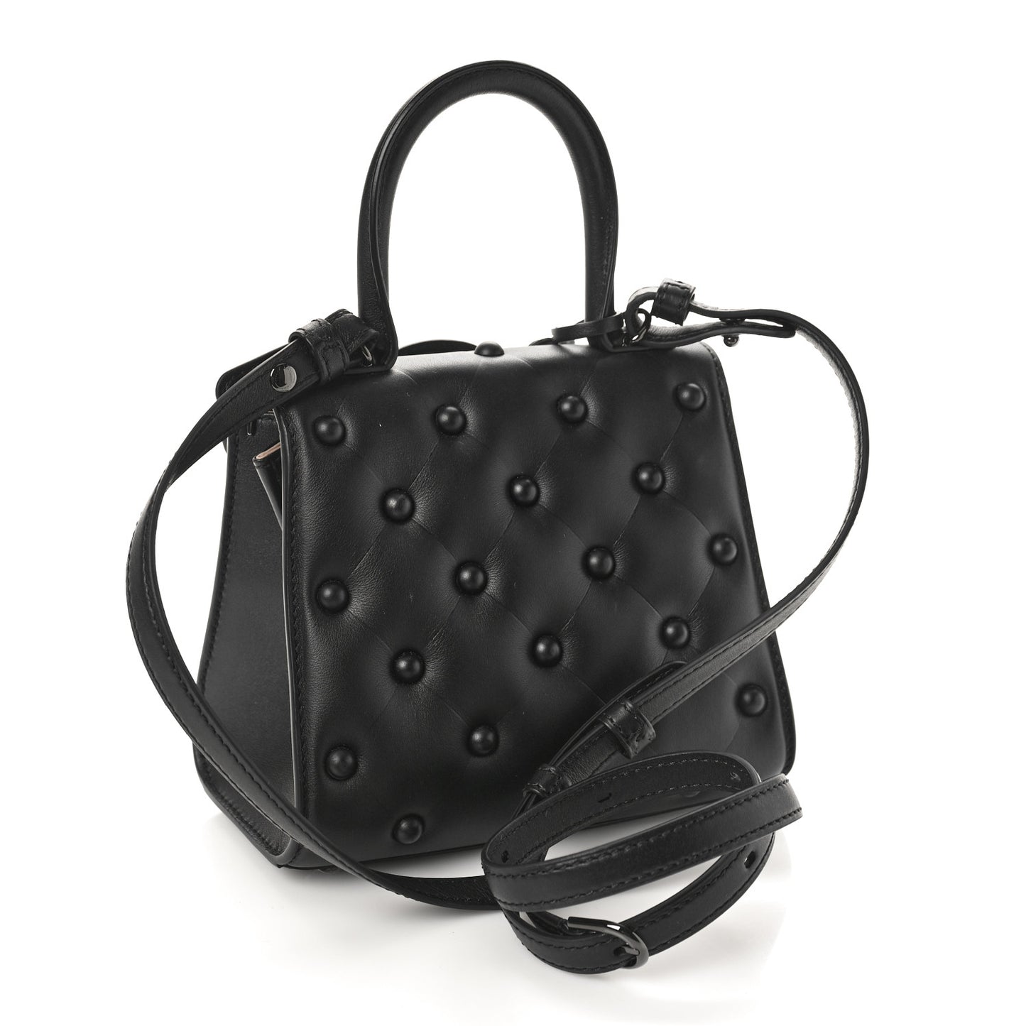 Grained Rodeo Calfskin Quilted Mini Brillant Satchel Black
