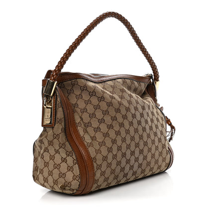 Gucci Monogram Cellarius Calfskin Medium Bella Hobo Beige Ebony Cuir 3 of 16