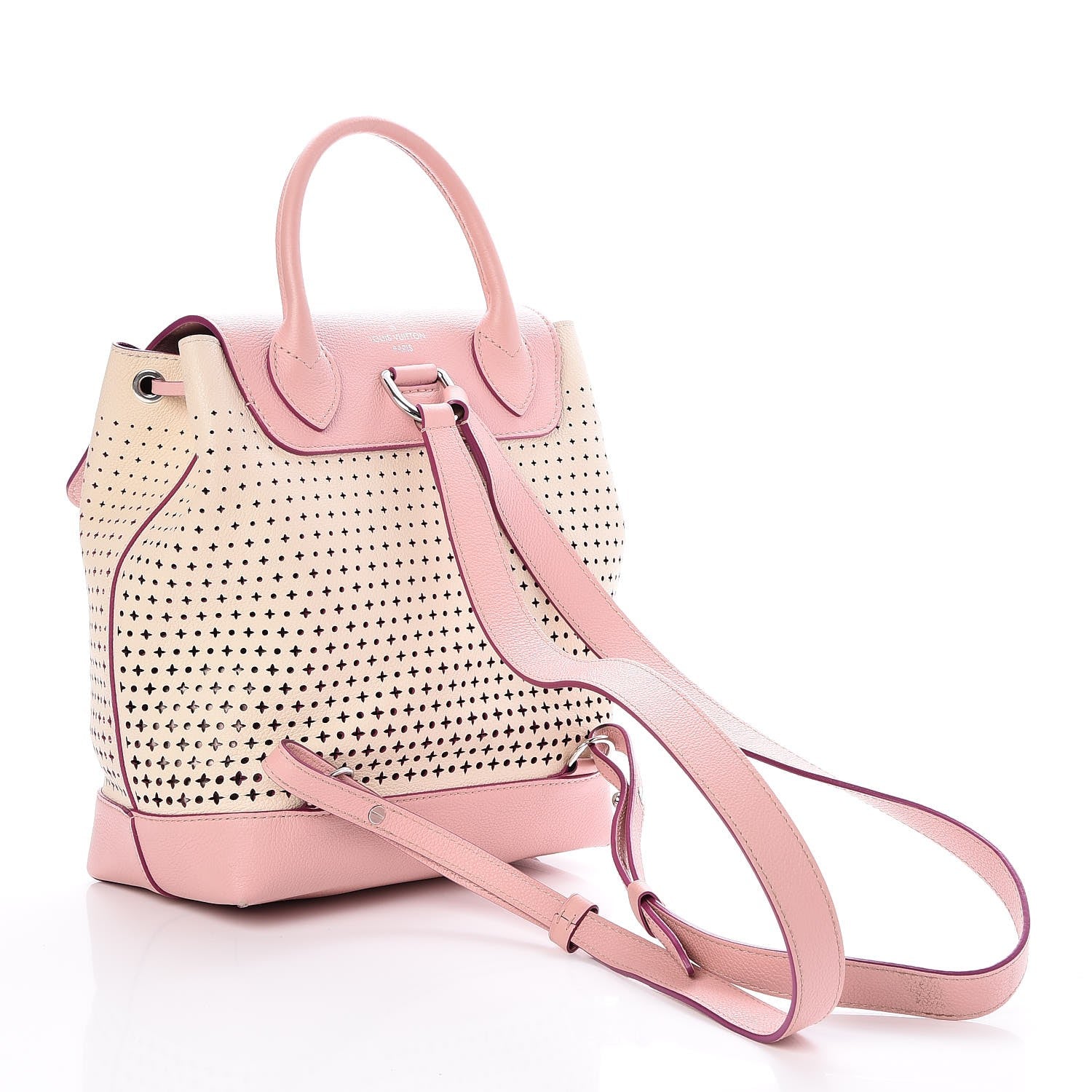 Louis Vuitton Perforated Calfskin Lockme Backpack Rose Poudre Creme 3 of 7