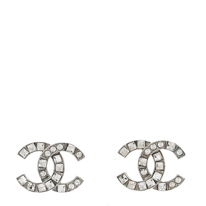 Chanel Baguette Crystal CC Earrings Silver 1 of 6