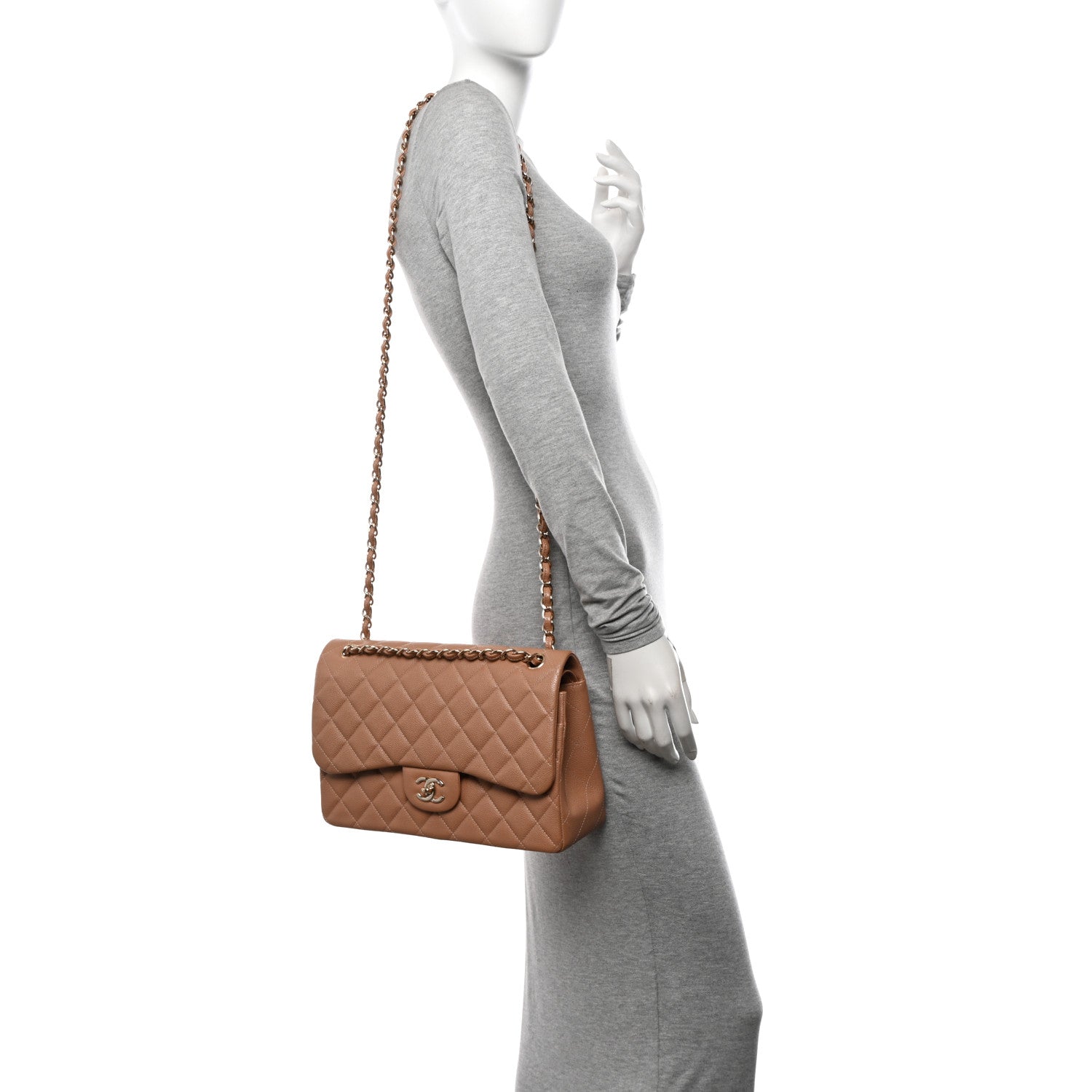 Chanel Caviar Quilted Jumbo Double Flap Beige 2 of 11