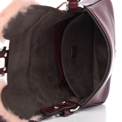 Fendi Shiny Nappa Mink Fox Fur Crystal Micro Buggie Baguette Bordeaux Rust Multicolor 5 of 9
