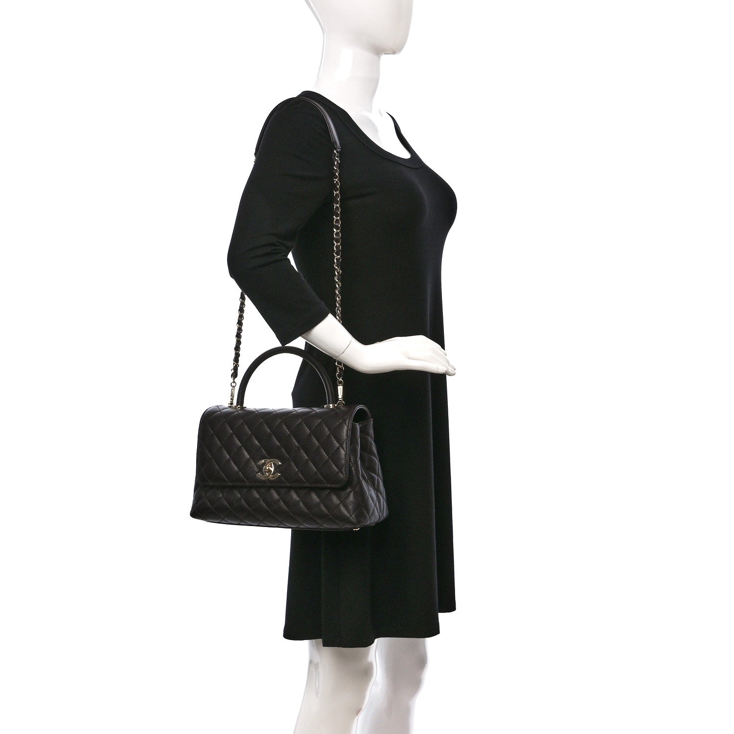 Chanel Caviar Quilted Small Coco Handle Flap Dark Brown 2 of 9