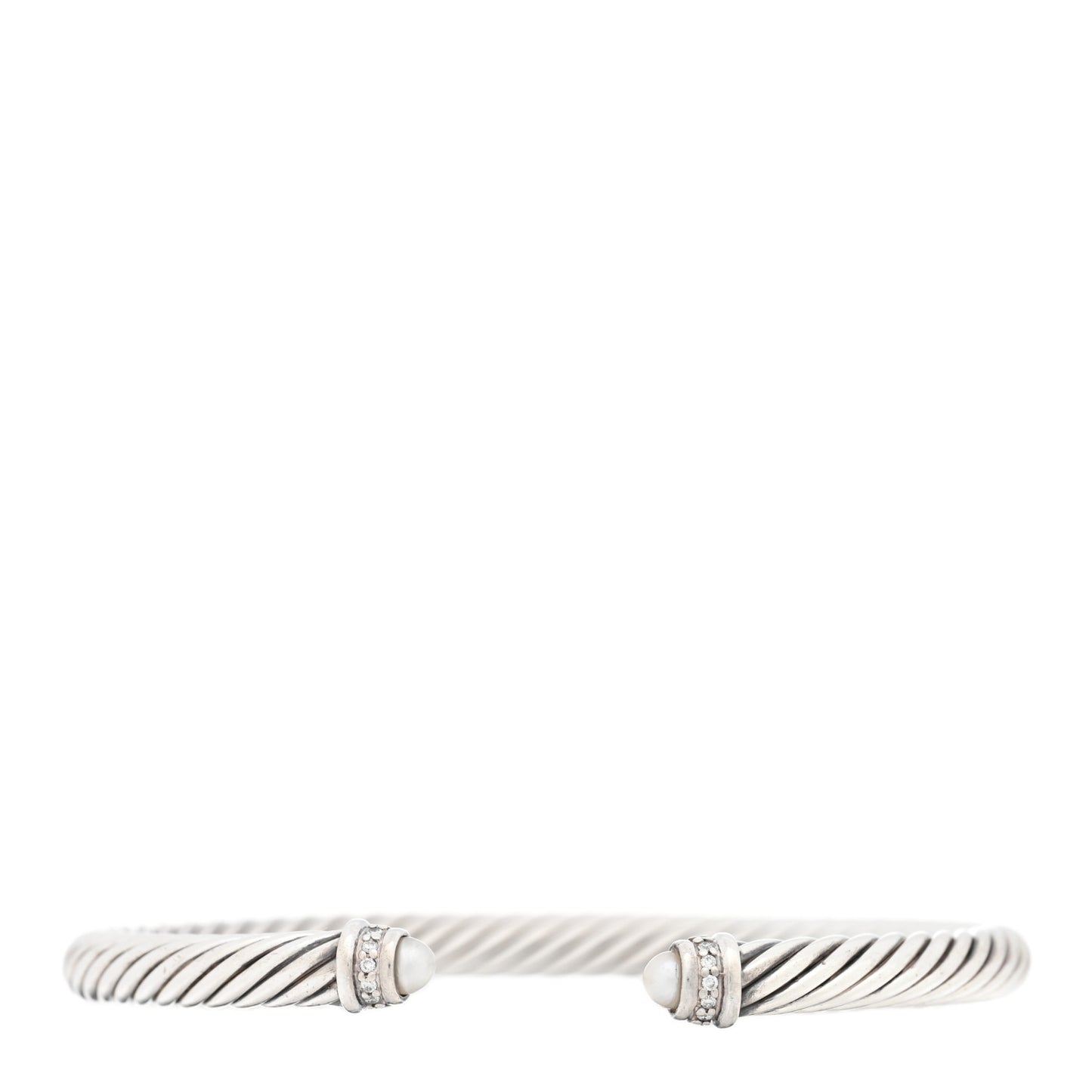 Sterling Silver Diamond Cultured Pearl 5mm Cable Classics Bracelet