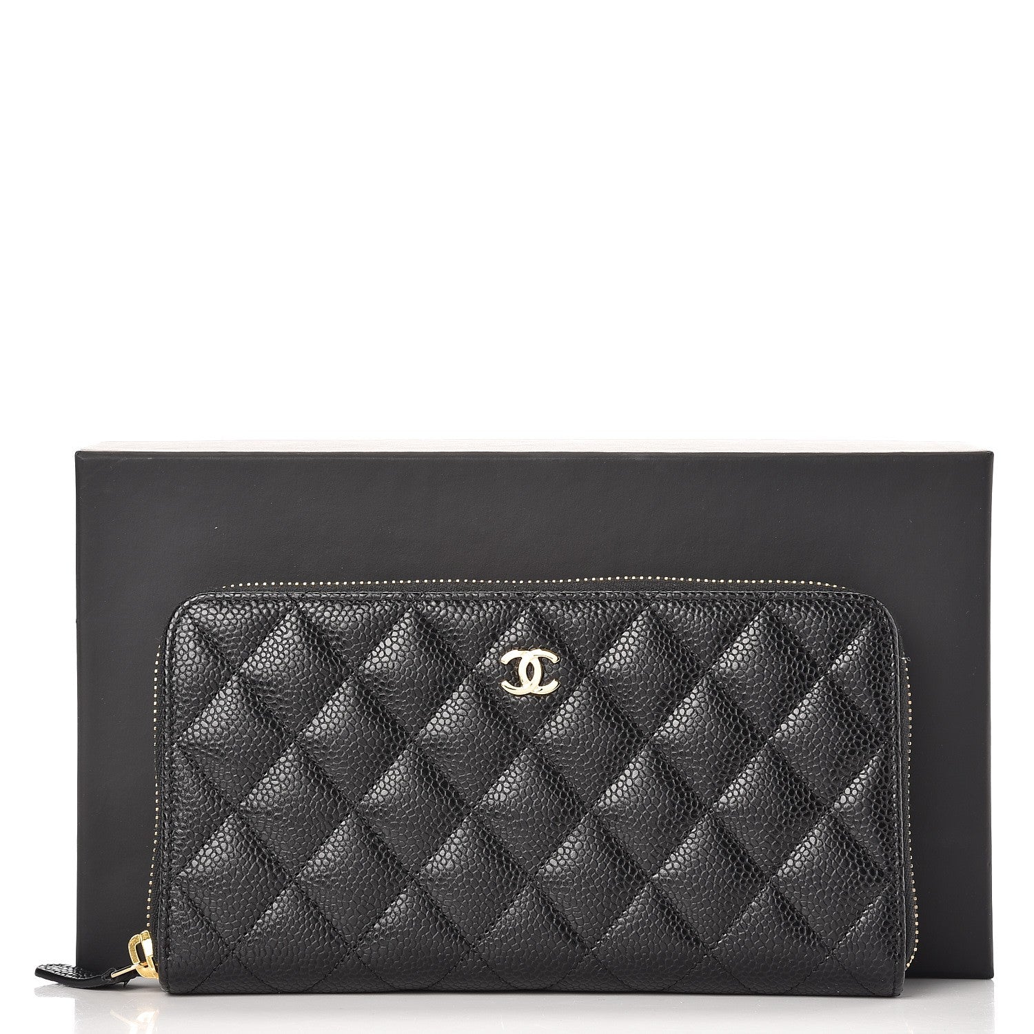 Chanel Caviar Quilted Large Gusset Zip Around Wallet Black 10 of 10