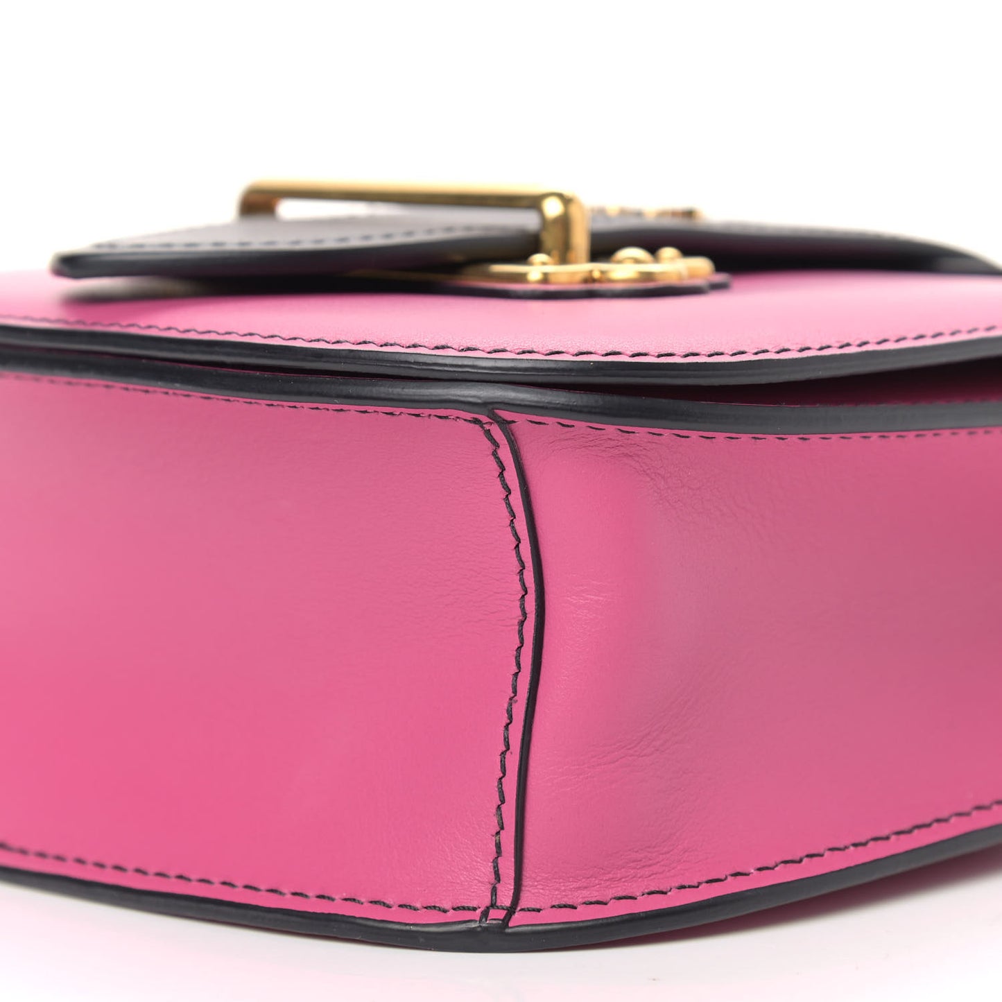 City Calfskin Saffiano Cahier Crossbody Bag Fuxia Black