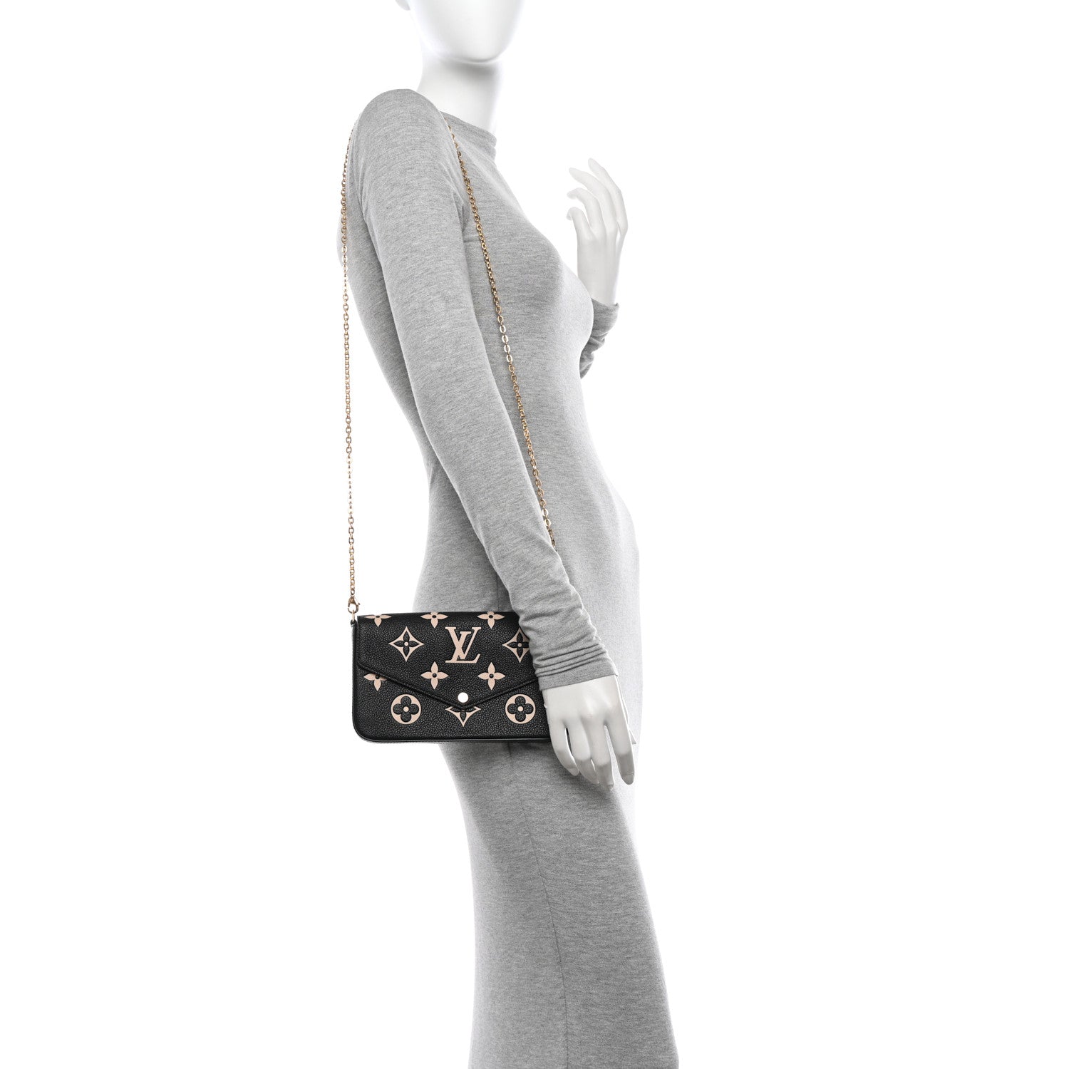 Louis Vuitton Empreinte Monogram Giant Felicie Pochette Black Beige 2 of 12