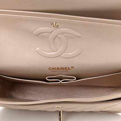 Chanel Iridescent Lambskin Quilted Medium Double Flap Beige 5 of 9