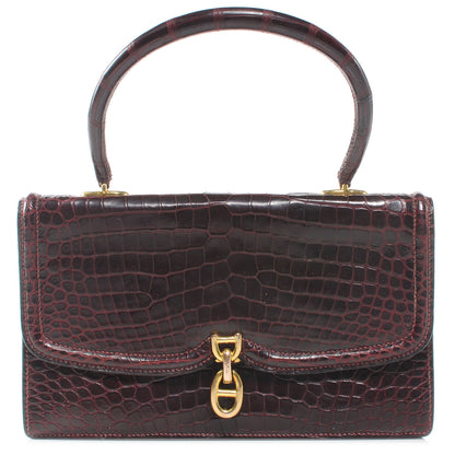 Hermes Porosus Crocodile Sac Chaine d Ancre Bordeaux 1 of 6
