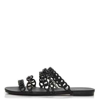 Hermes Rubber Chaine d'Ancre Nude Sandals 39 Black 1 of 7