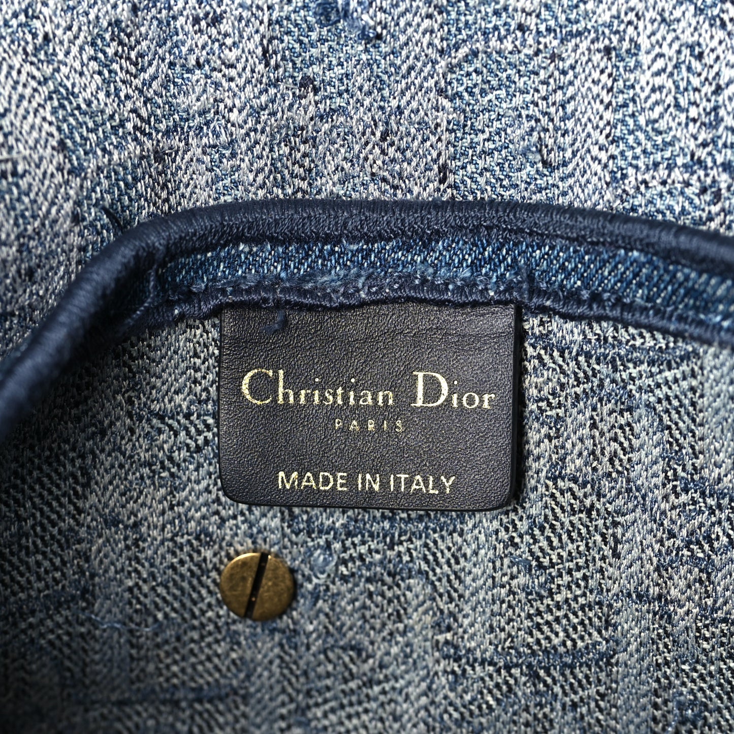 Oblique Embroidered Saddle Bag Denim Blue