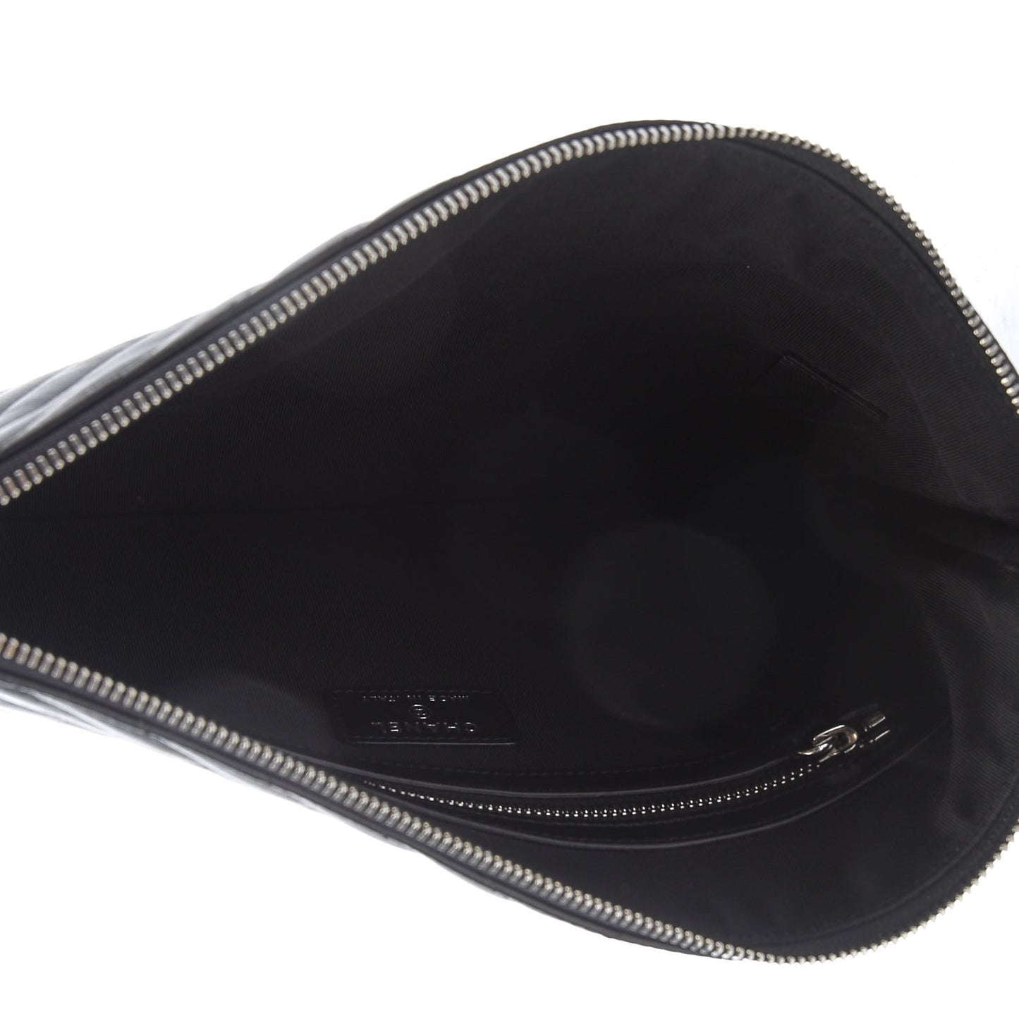Lambskin Chevron Quilted Studded Medium Cosmetic Case Black