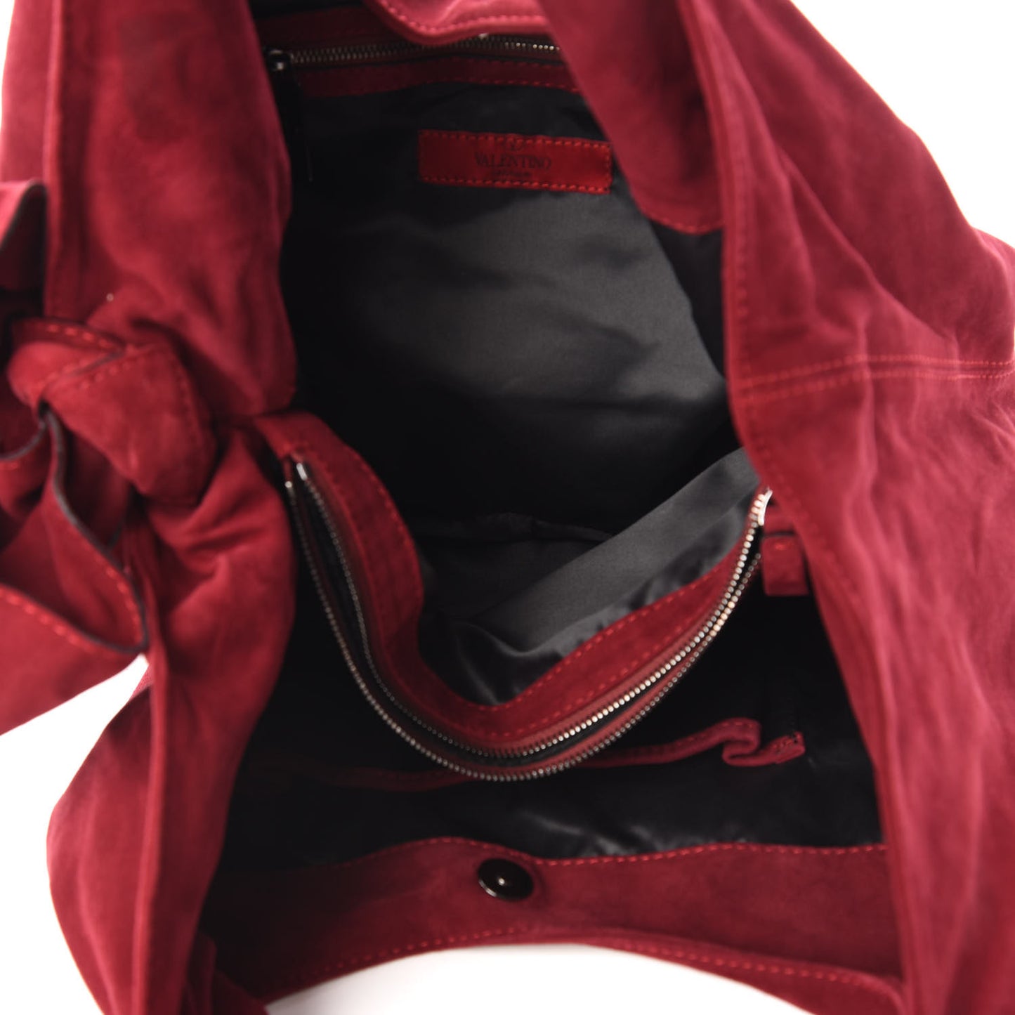 Suede Large Nuage Bow Hobo Burgundy