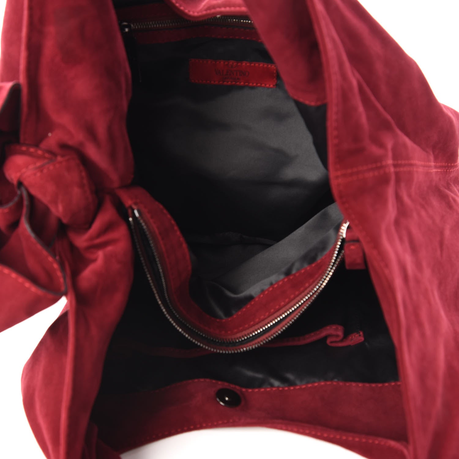 Valentino Garavani Suede Large Nuage Bow Hobo Burgundy 5 of 9