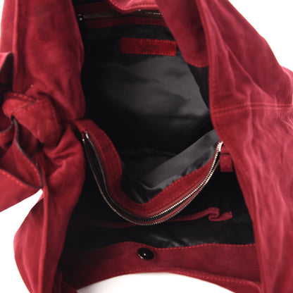 Valentino Garavani Suede Large Nuage Bow Hobo Burgundy 5 of 9